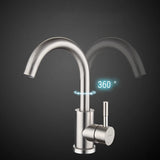 304 Stainless Steel Hot and Cold Basin Faucet Bathroom Sink Wash Basin Rotatable Brushed Faucet