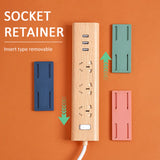 Self-Adhesive Power Strip Holder Plug Fixer Sticker Punch Free Wall-mounted Socket Retainer for Phone Charger Cable Management