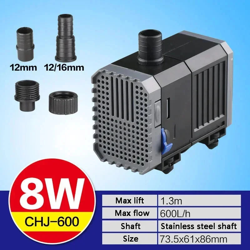 220V 7W 8W 500L/H 600L/H Aquarium Submersible Pump Fish Tank Pumping Circulating Water Pump Pool Filtration Fountain Rockery