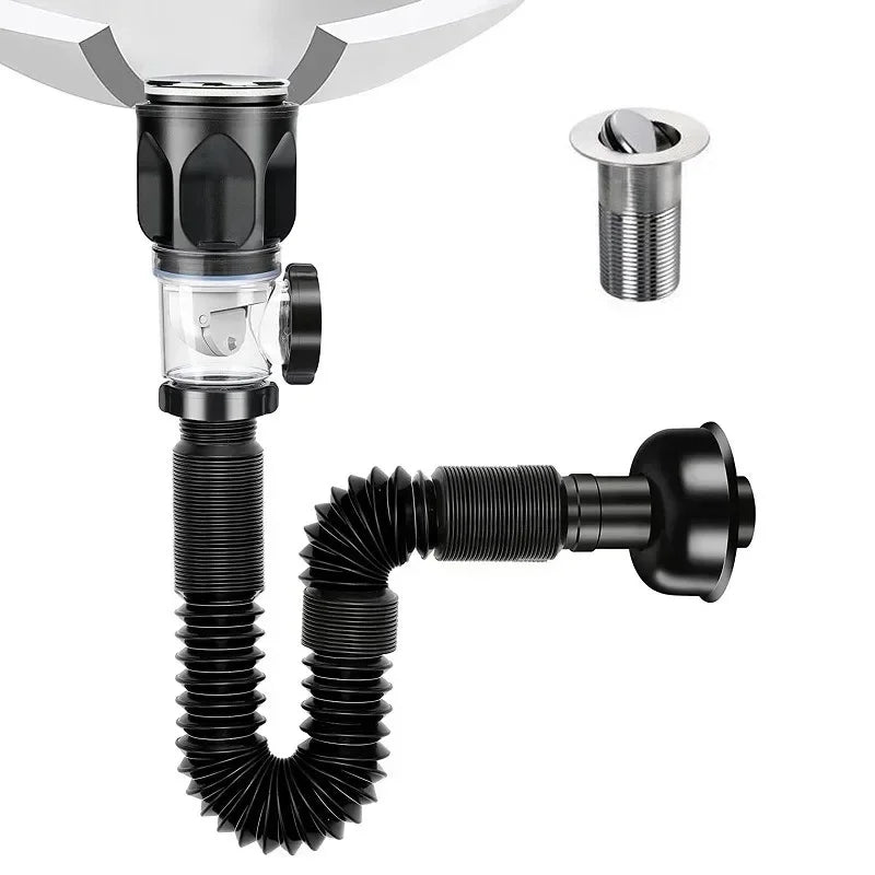 Flip-Top Kitchen Sink Drain Pipes,Retractable Deodorizing Drainer,Flexible Downspout,Drain Hose,Extension Pipe,Sink Sewer Tube