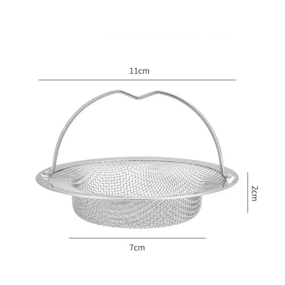 Anti-Blocking Gadgets Durable Sink Strainer Mesh Round Convenient Drain Stopper Filter with Handle Silver Hair Catcher Kitchen