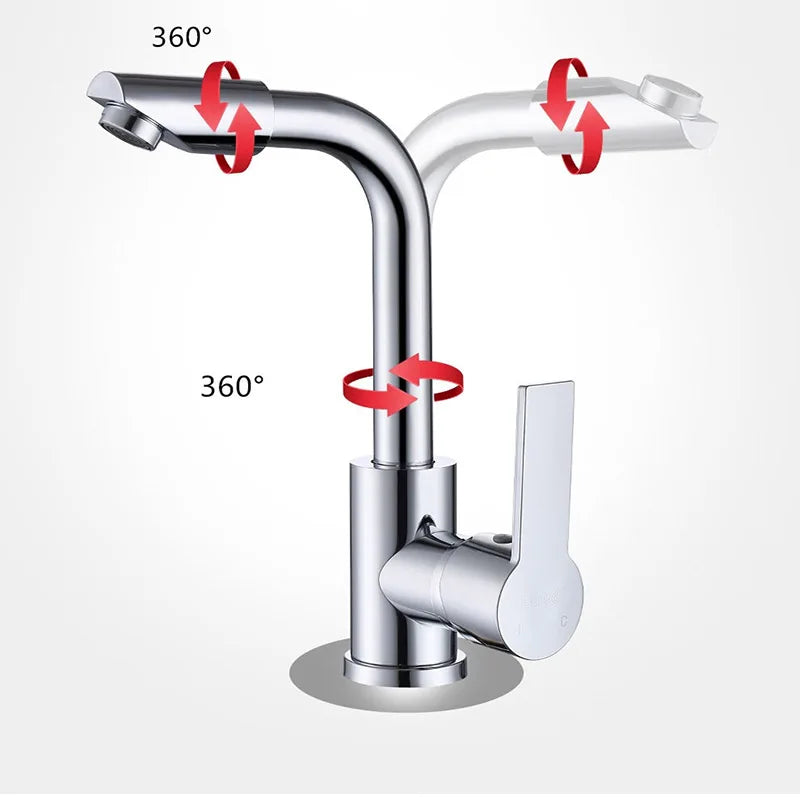 Rotatable Basin Faucet For Kitchen and Bathroom Dual-use Splash-proof Hot and Cold Water Faucet