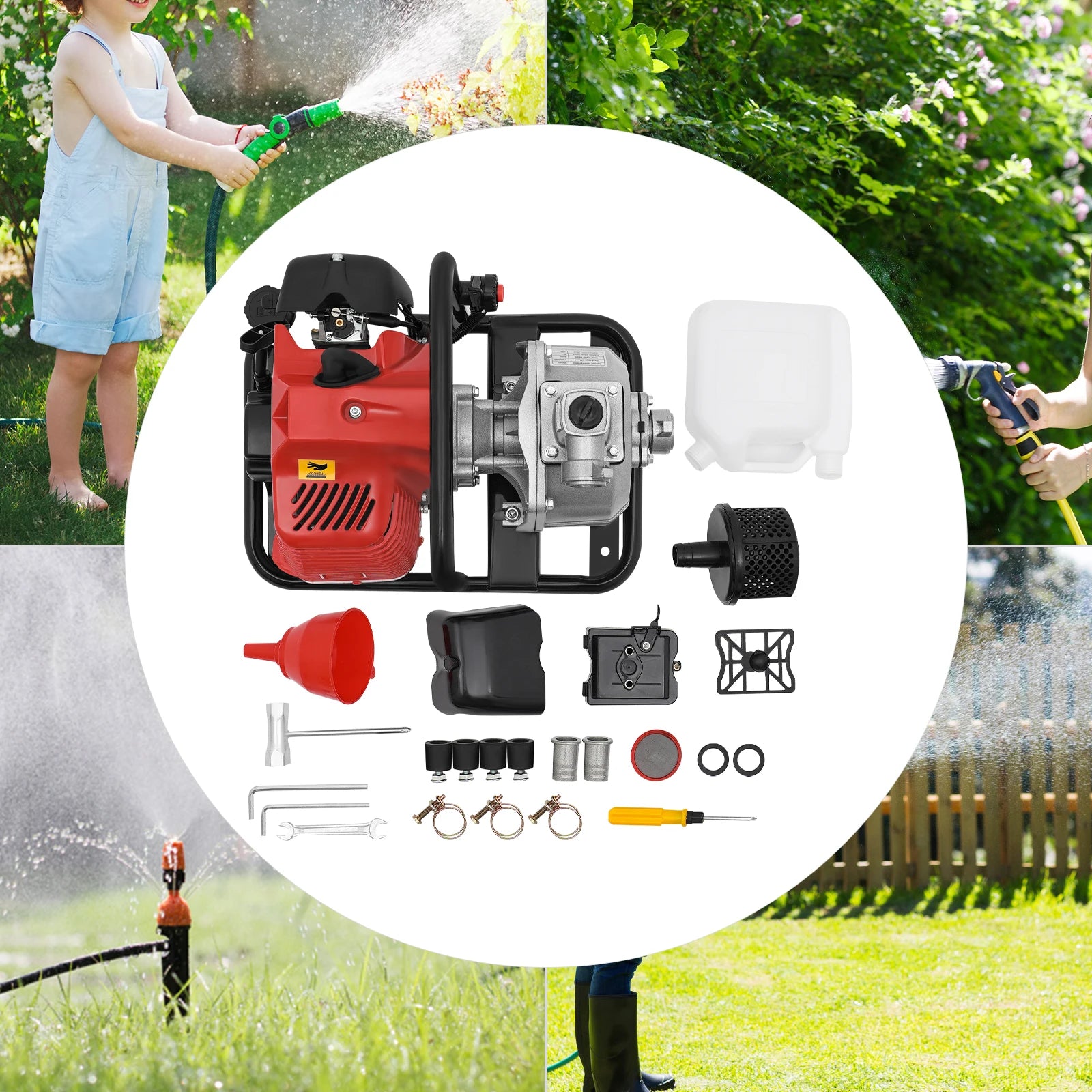 2 Stroke 43CC Gasoline Engine Water Pump Hand-pulled Startup 1.25KW Single Cylinder Floor Mounted