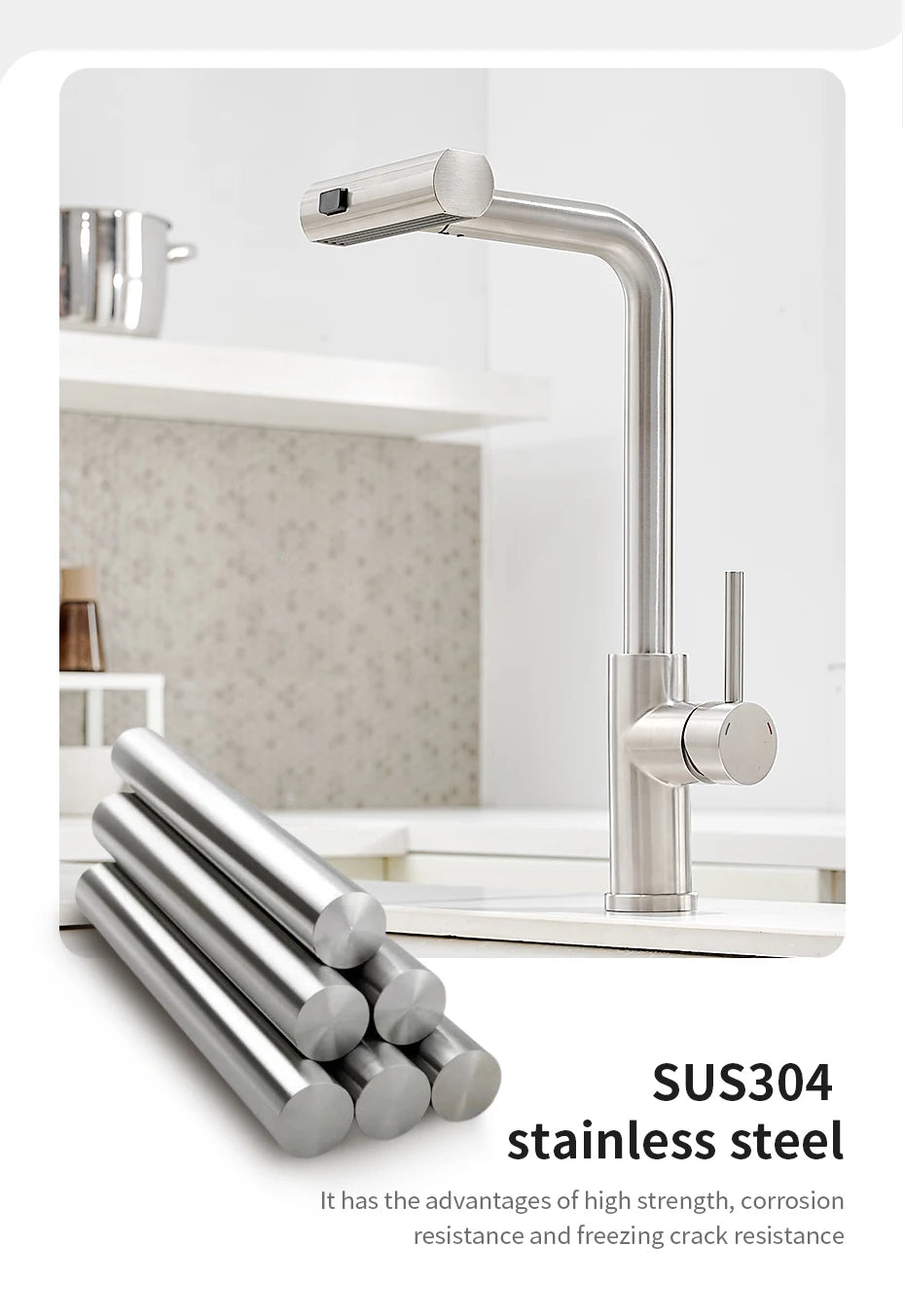 Touch Sense Kitchen Faucet 3 Mode Black Waterfall Crane Brushed Nickel Sensor Pull Out Hot Cold Mixer Gray Sink Water Tap 1668