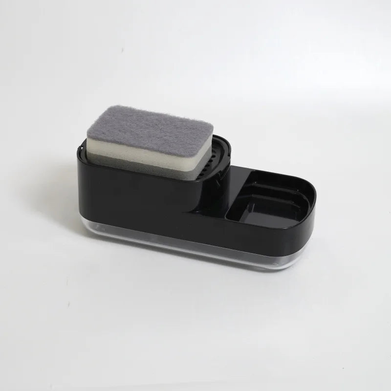 2 In 1 Kitchen Soap Dispenser Liquid Soap Pump Container with Sponge Holder Sink Drain Tray Manual Soap Dispenser