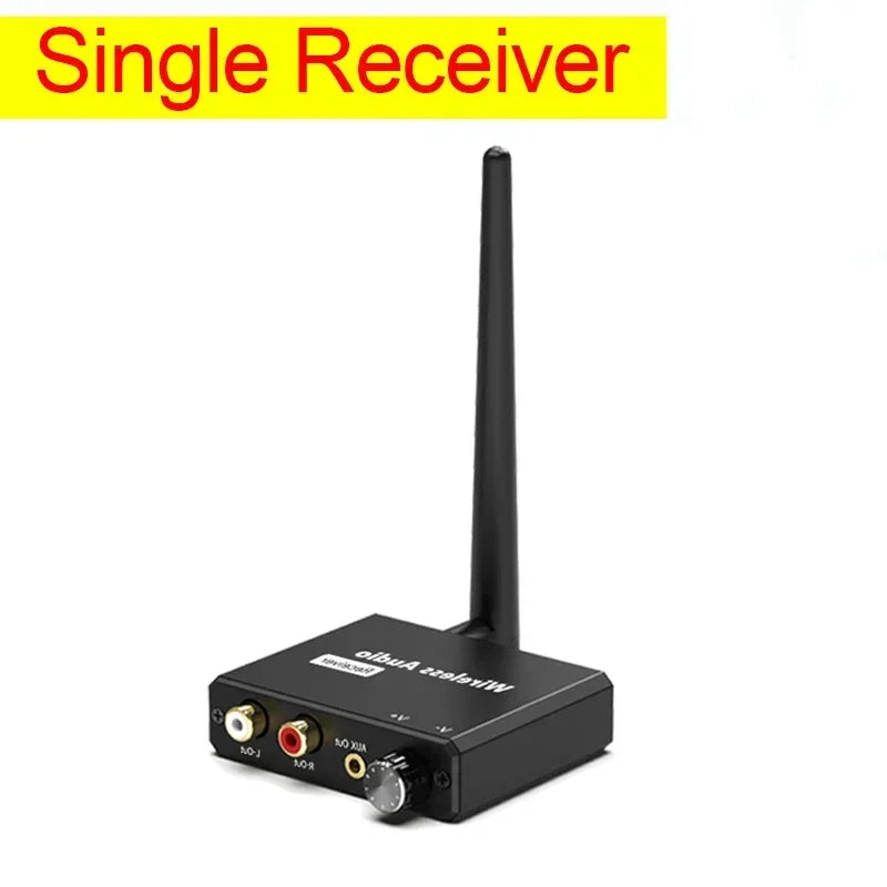 50M 2.4G Wireless Transmitter Receiver Digital to Audio Analog Converter with 3.5MM RCA Jack For Amplifier Speaker TV Box DVD PC