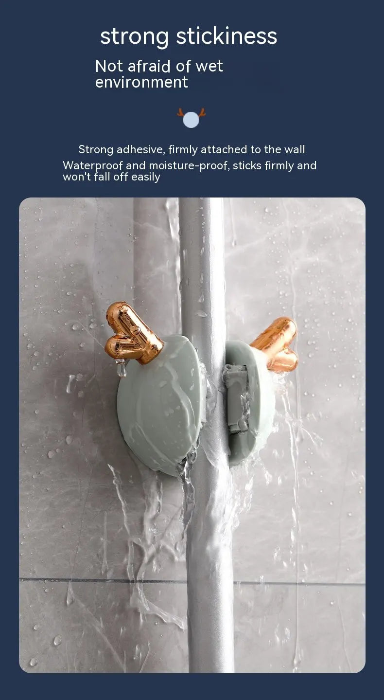 Mop Clip Wall-mounted Hole-free With Hooks Light Luxury Deer Household Multifunctional Mop Organiser