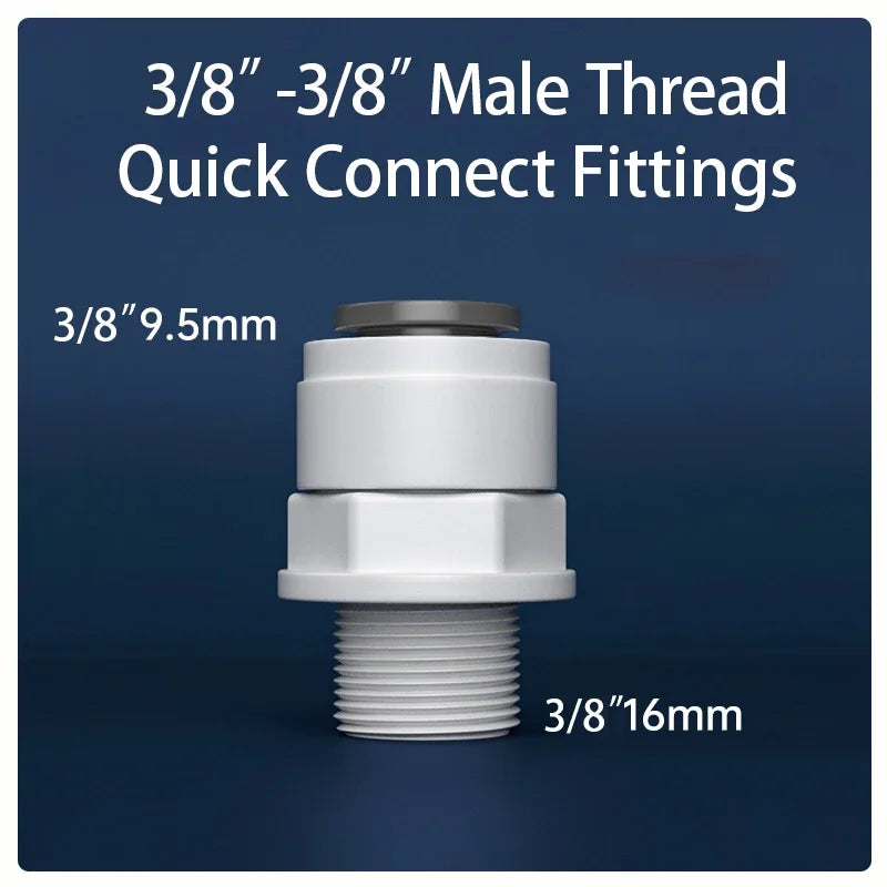 Straight Ro Quick Water Fitting 3/8" Hose Pipe 1/2" Male Female Thread Coupling Connector Water Filter Reverse Osmosis Parts