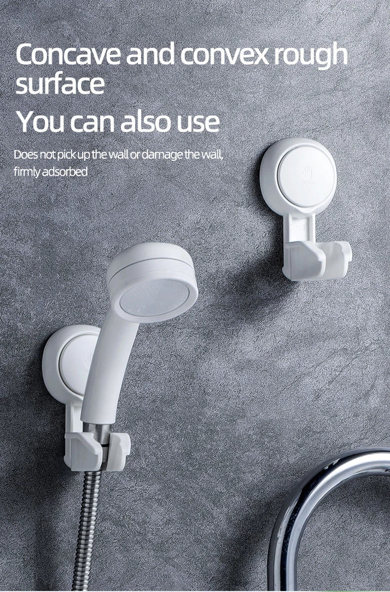 TAILI Suction Cup Shower Head Holder Adjustable Wall Mount Shower Head Bathroom Removable Storage Shelf Rack without Drilling