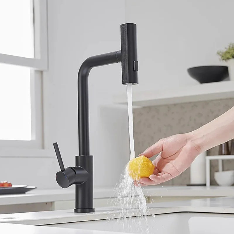 Flying Rain Pull-Out Faucet For Hot and Cold Washing Vegetable Basin Sink Splash Proof Retractable Stainless Steel Kitchen Fauce