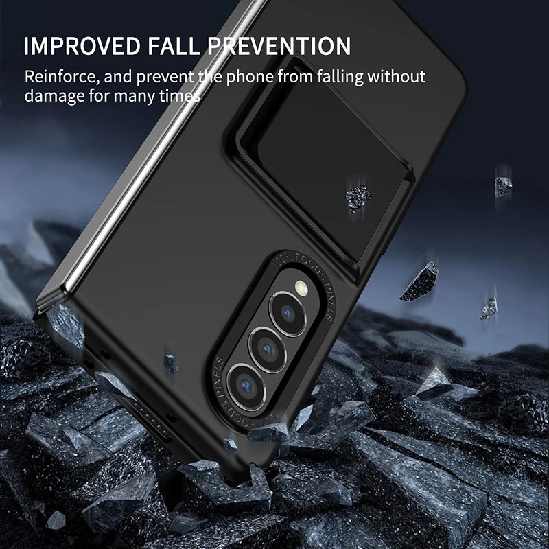 For Galaxy Z Fold 6 5 4 Case With Built-in Kickstand Bracket Camera Protection Anti Scratch Case Black Blue Green Red For Fold 3