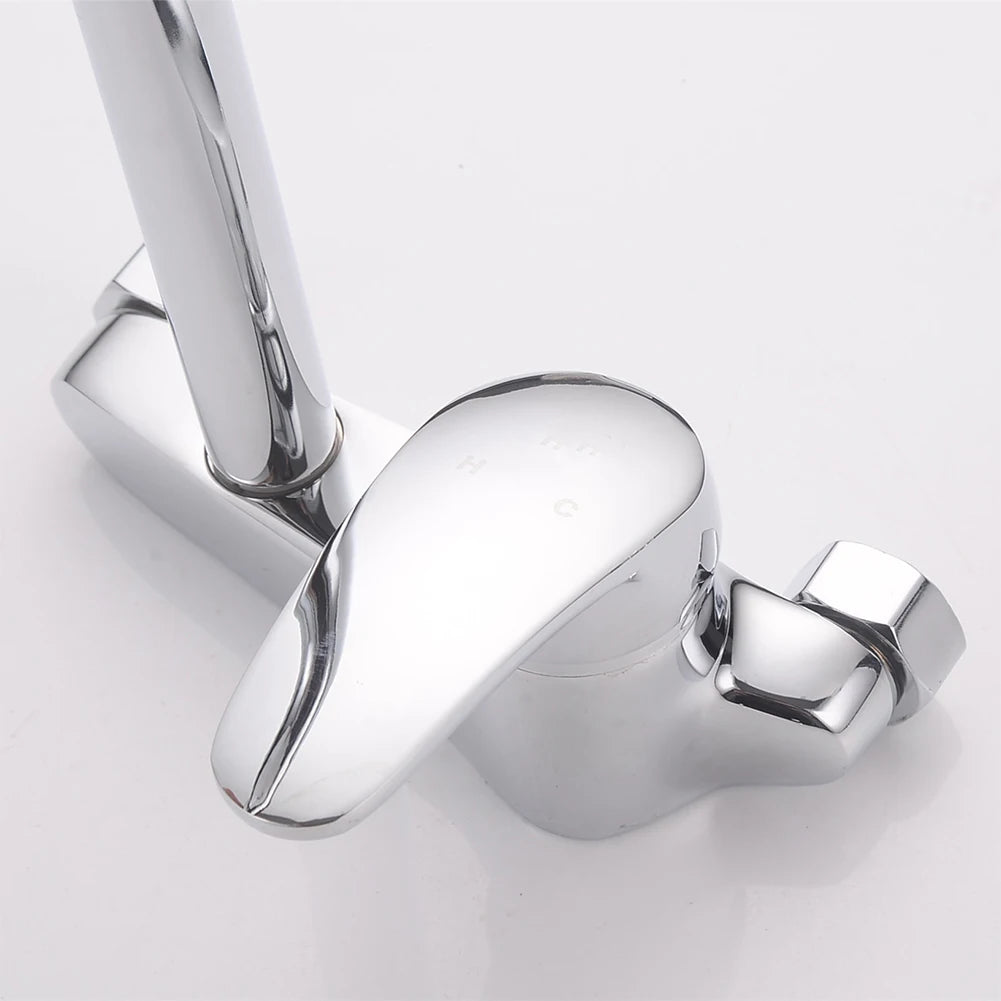 Kitchen Faucet Wall Mounted Cold Hot Water Faucet Rotating Sink Basin Mixer Tap Brass Chrome Single Handle Balcony Mop Pool Tap