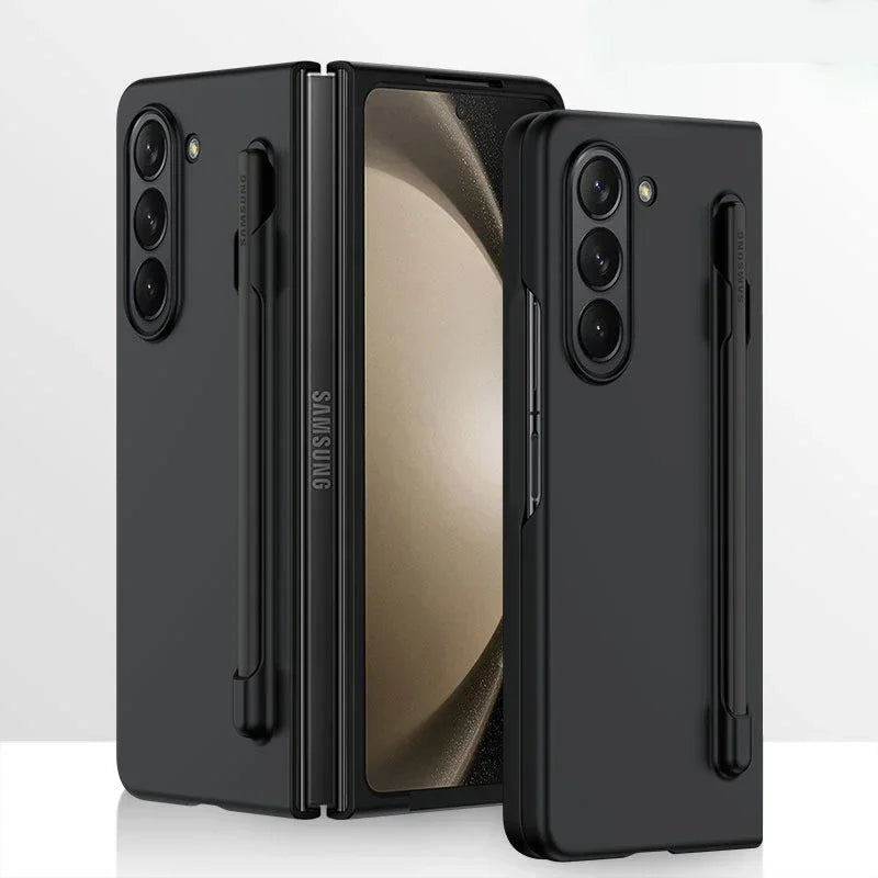 Luxury Skin Feeling PC Case for Samsung Galaxy Z Fold 6 5 Phone Case With S Pen Holder and Pen Stylus Storage Slot ZFold 6 Cover